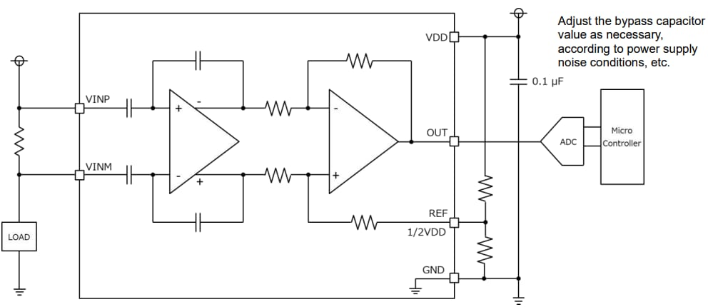 Application Circuit Diagram - ROHM Semiconductor BD14210G-LA Current Sense Amplifier